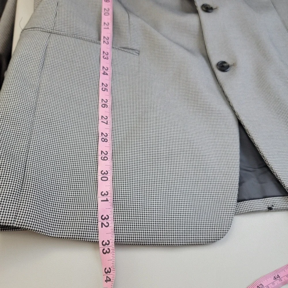 Lauren‎ Ralph Lauren Blazer Mens 46L Gray Houndstooth Long Sleeve Sports Coat